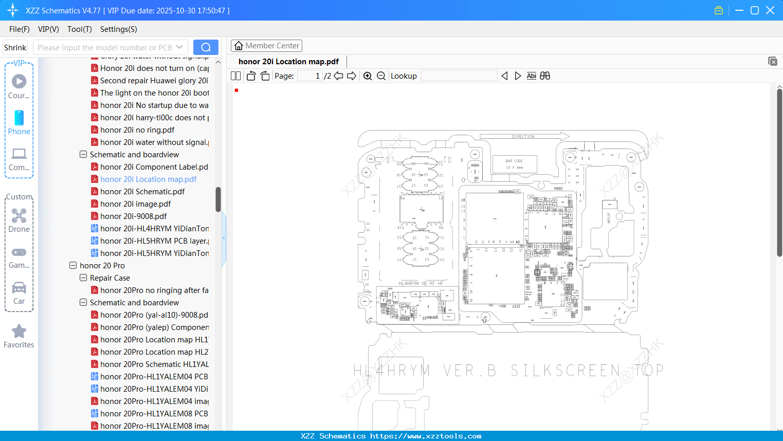Honor 20i Location Map